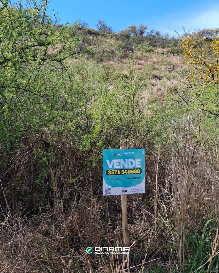 LOTE EN ZONA EN PLENO CRECIMIENTO, AL PIE DEL CERRO EN VILLA DEL DIQUE