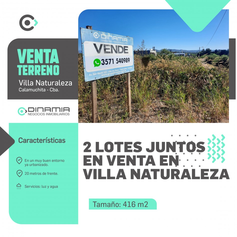  LOTES A LA VENTA EN VILLA NATURALEZA!