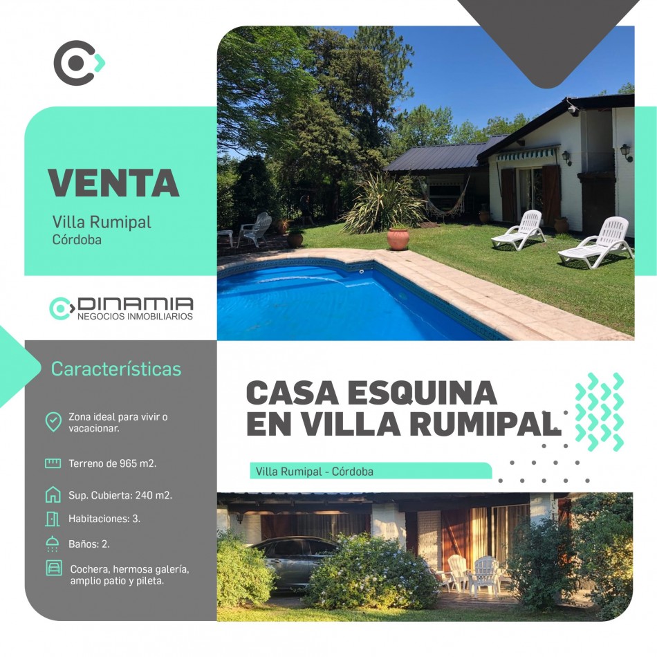 HERMOSA CASA ESQUINA EN VENTA